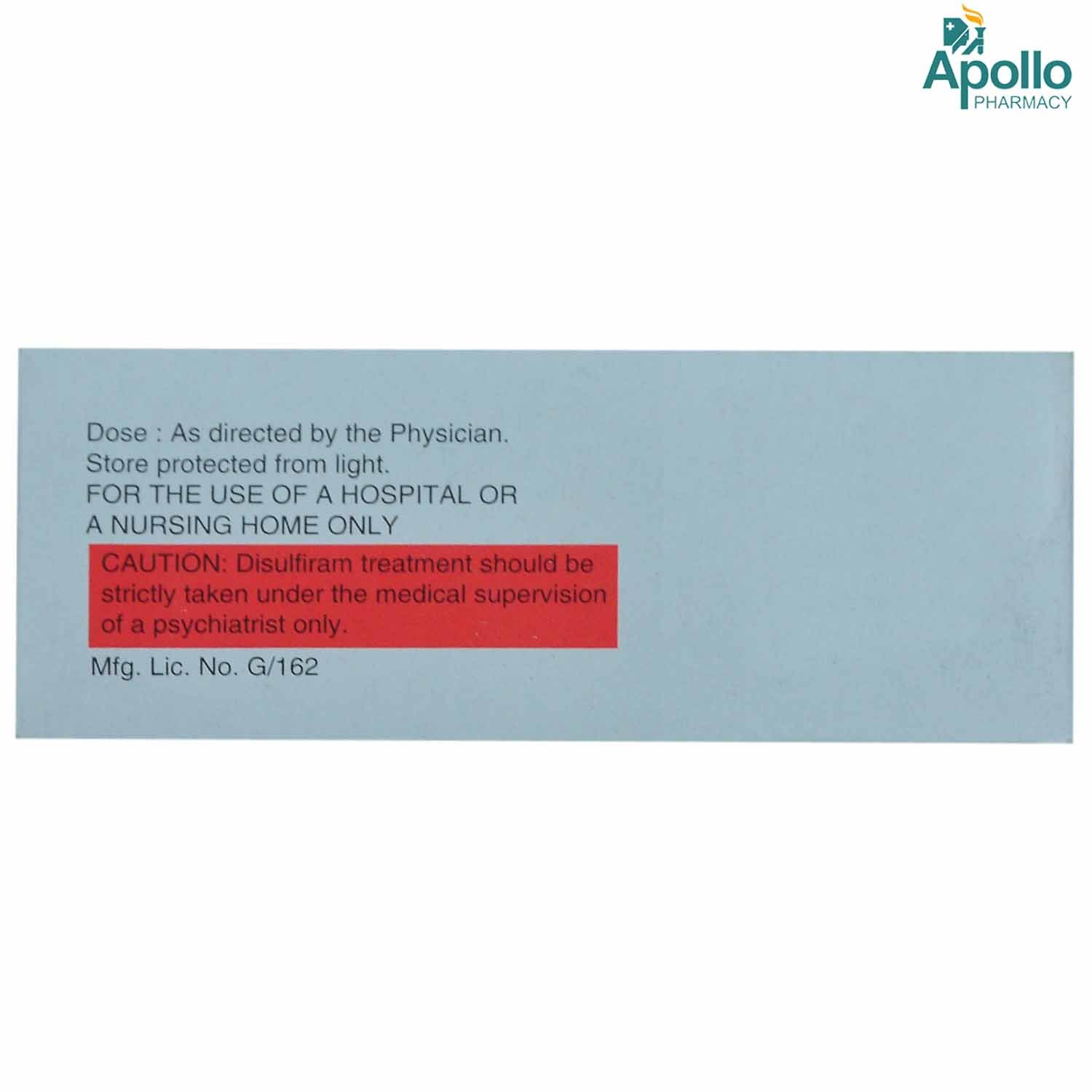 Disulfiram 250 mg Tablet 10's, Pack of 10 TABLETS Disulfiram 250 mg Tablet 10's, Pack of 10 TABLETS