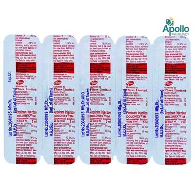 Dolonex 40 mg IM Injection 5 x 2 ml, Pack of 5 InjectionS