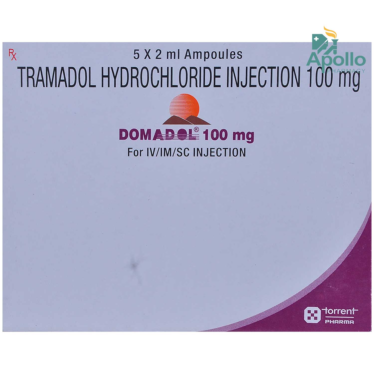 Domadol 100 mg Injection 2 ml, Pack of 1 INJECTION Domadol 100 mg Injection 2 ml, Pack of 1 INJECTION