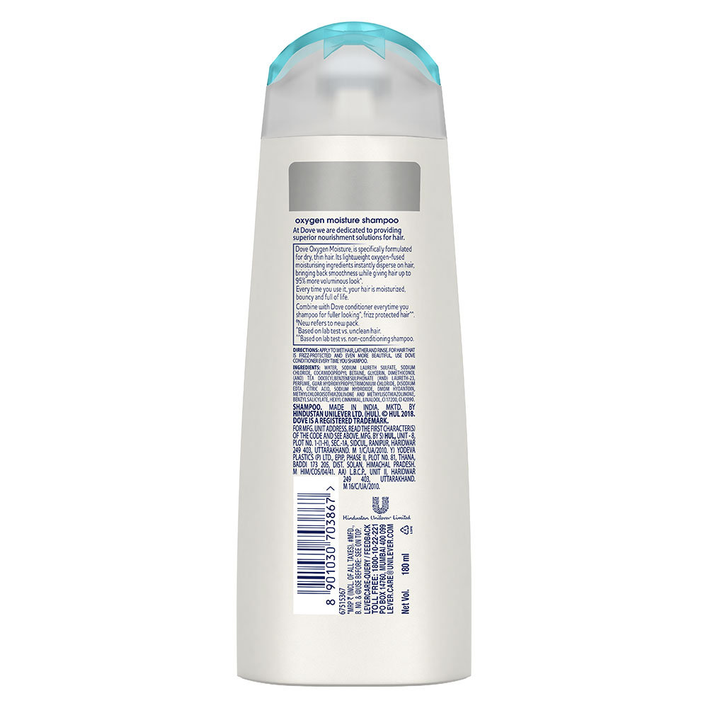 Dove Oxygen Moisture Shampoo, 180 ml, Pack of 1 Dove Oxygen Moisture Shampoo, 180 ml, Pack of 1