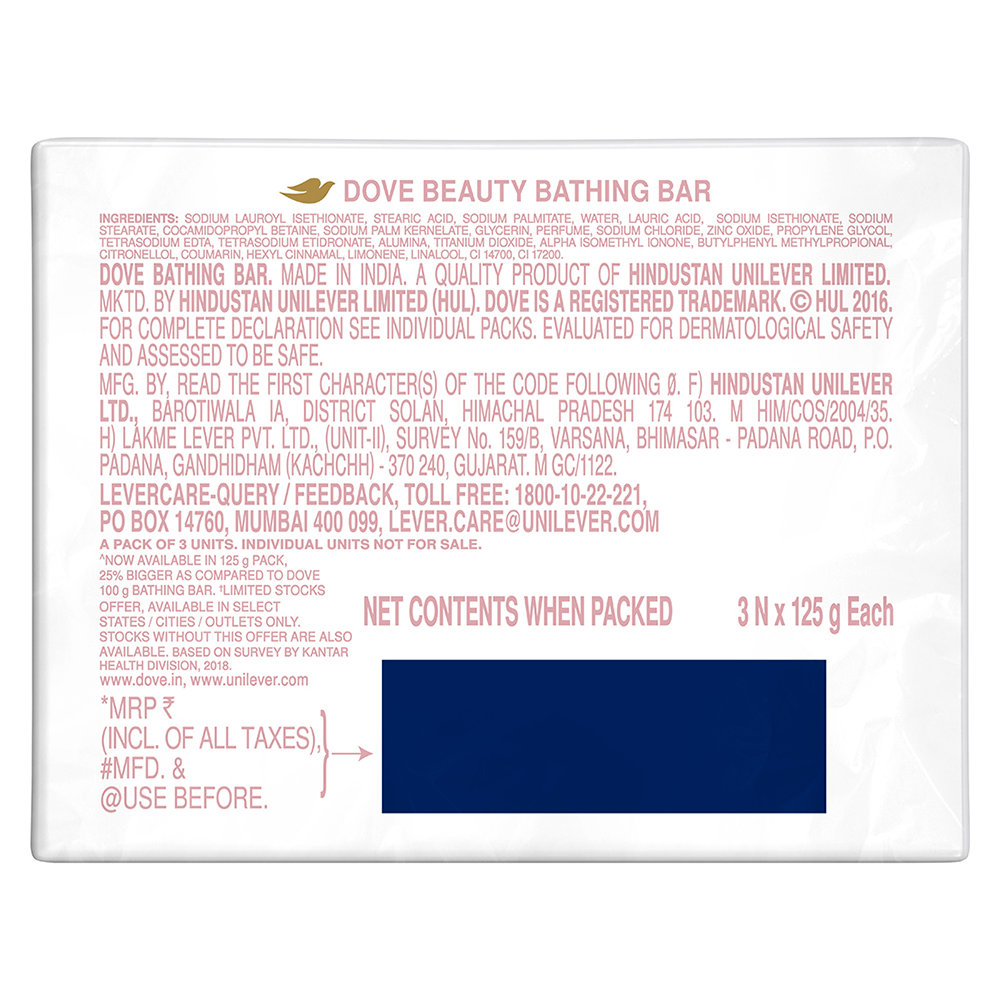 Dove Pink Beauty Bathing Bar, 375 gm (3 x 125 gm), Pack of 1 Dove Pink Beauty Bathing Bar, 375 gm (3 x 125 gm), Pack of 1
