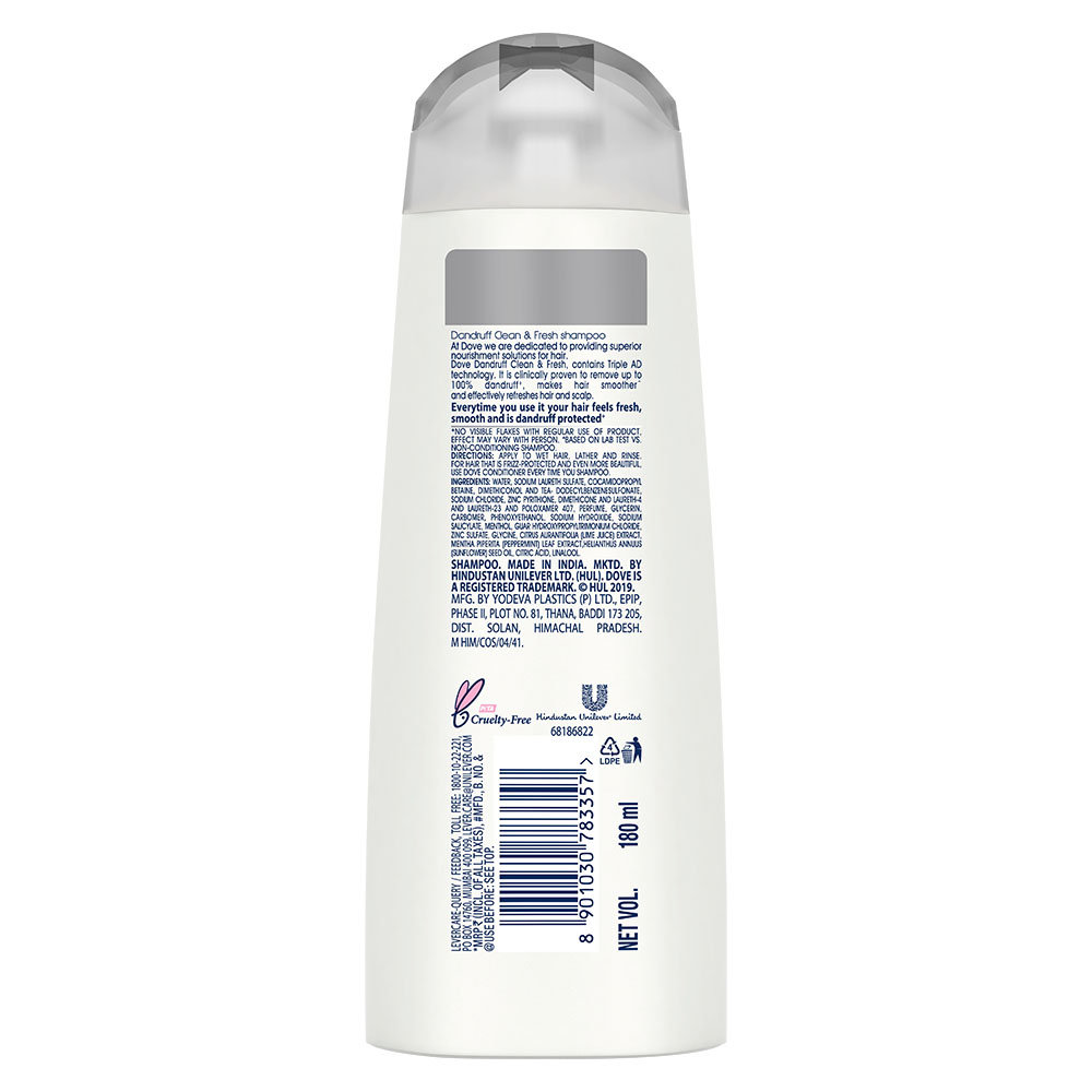 Dove Dandruff Clean & Fresh Shampoo, 180 ml, Pack of 1 Dove Dandruff Clean & Fresh Shampoo, 180 ml, Pack of 1