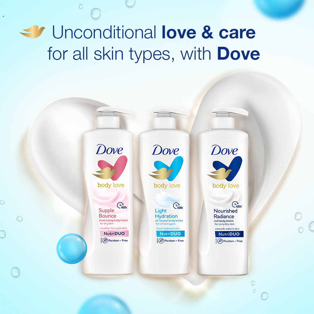 Dove Body Love Light Hydration Body Lotion 400 ml | With Nutri Duo | 48 Hr Long Lasting Hydration | Keep Skin Fresh & Hydrated | All Season Body Lotion | For All Skin Type, Pack of 1 Dove Body Love Light Hydration Body Lotion 400 ml | With Nutri Duo | 48 Hr Long Lasting Hydration | Keep Skin Fresh & Hydrated | All Season Body Lotion | For All Skin Type, Pack of 1