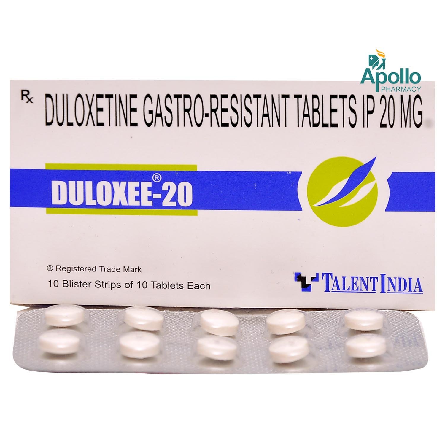 Duloxee 20 Tablet 10's, Pack of 10 TABLETS Duloxee 20 Tablet 10's, Pack of 10 TABLETS