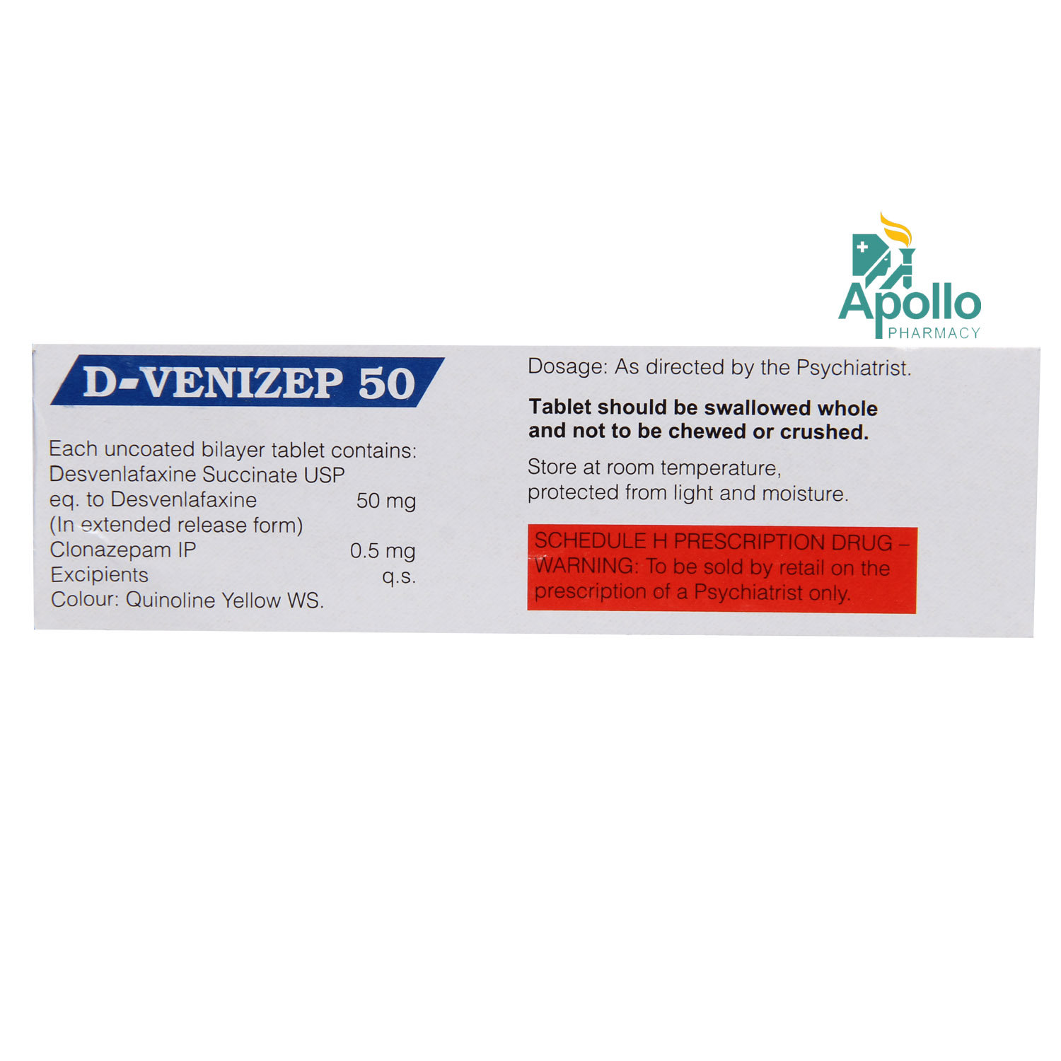 D Venizep 50 Tablet 10's, Pack of 10 TABLETS D Venizep 50 Tablet 10's, Pack of 10 TABLETS