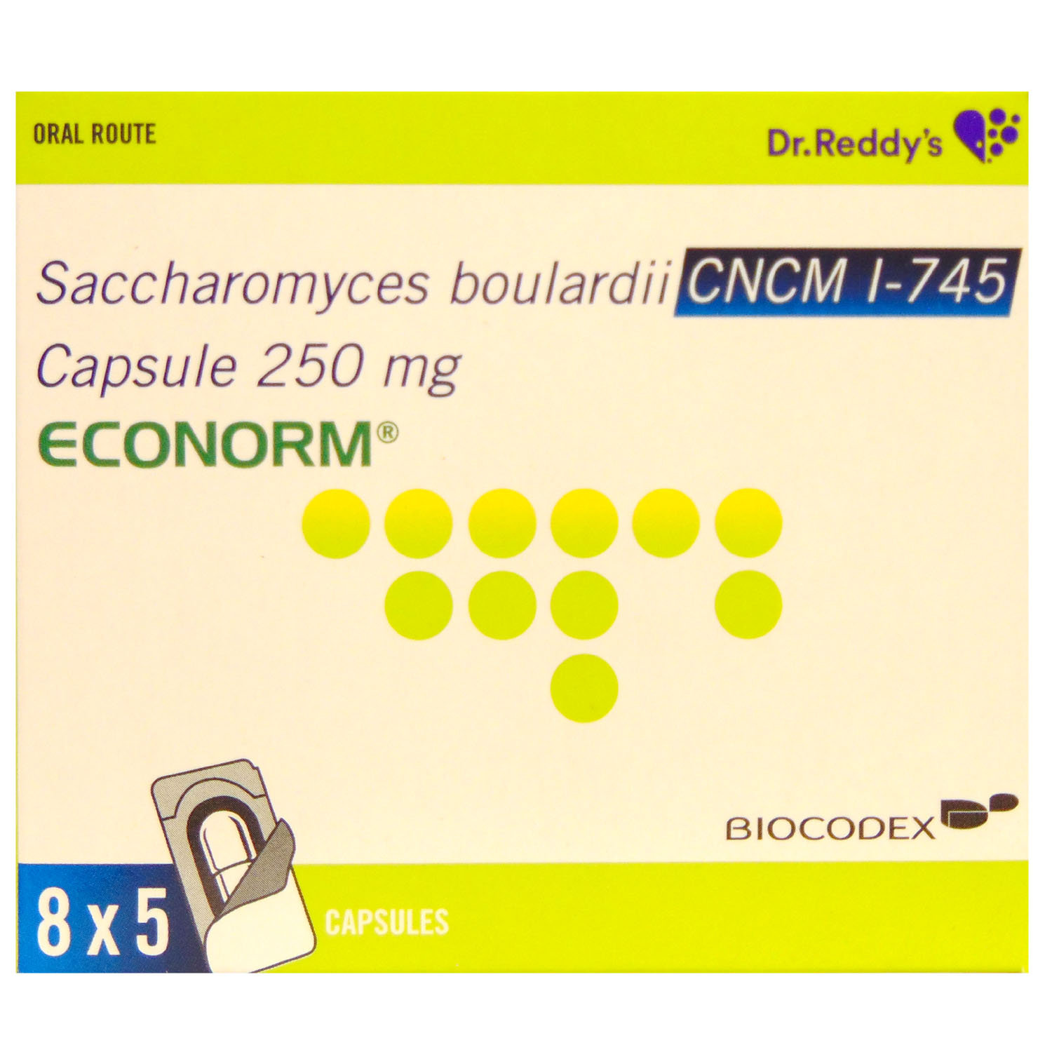Econorm 250 mg Capsule 5's, Pack of 5 CAPSULES Econorm 250 mg Capsule 5's, Pack of 5 CAPSULES