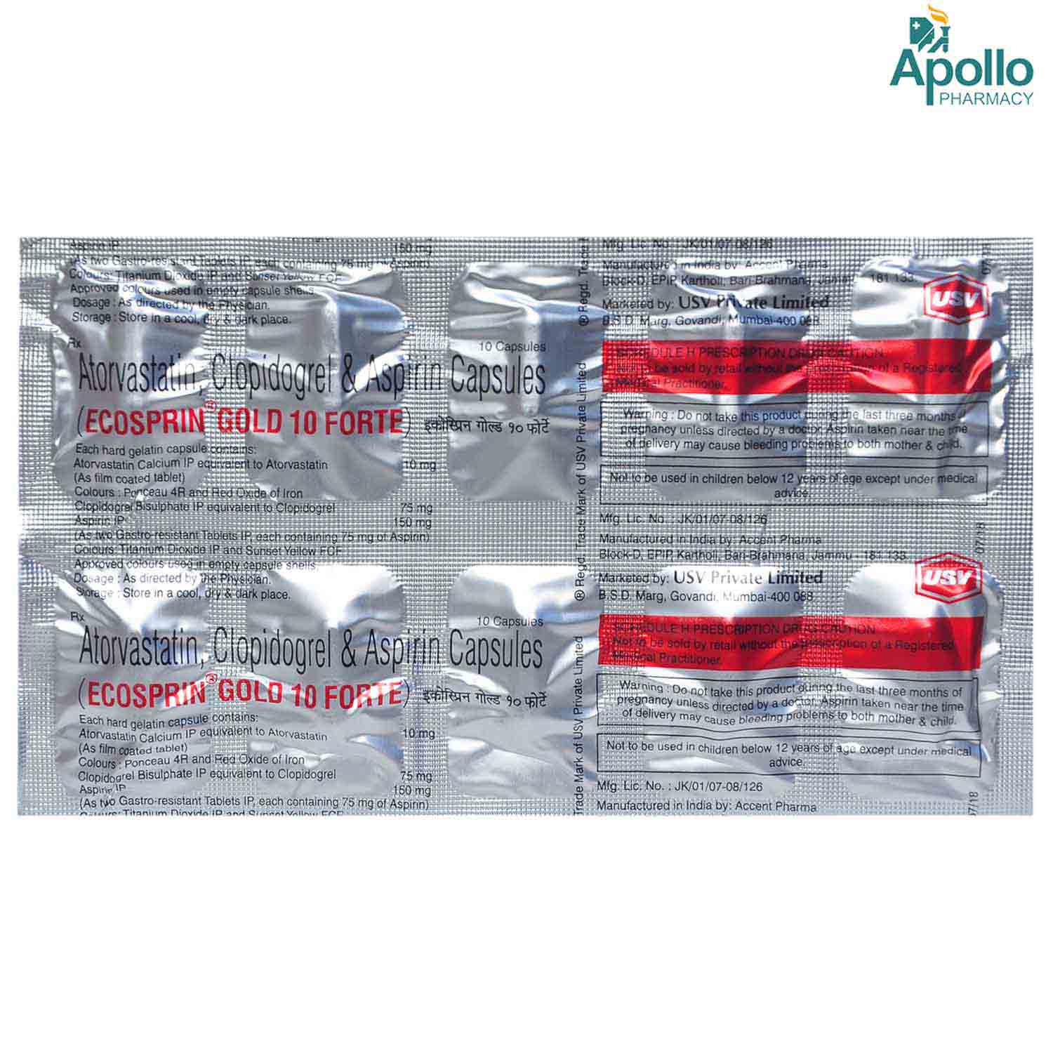 Ecosprin Gold 10 Forte Capsule 10's, Pack of 10 CAPSULES Ecosprin Gold 10 Forte Capsule 10's, Pack of 10 CAPSULES