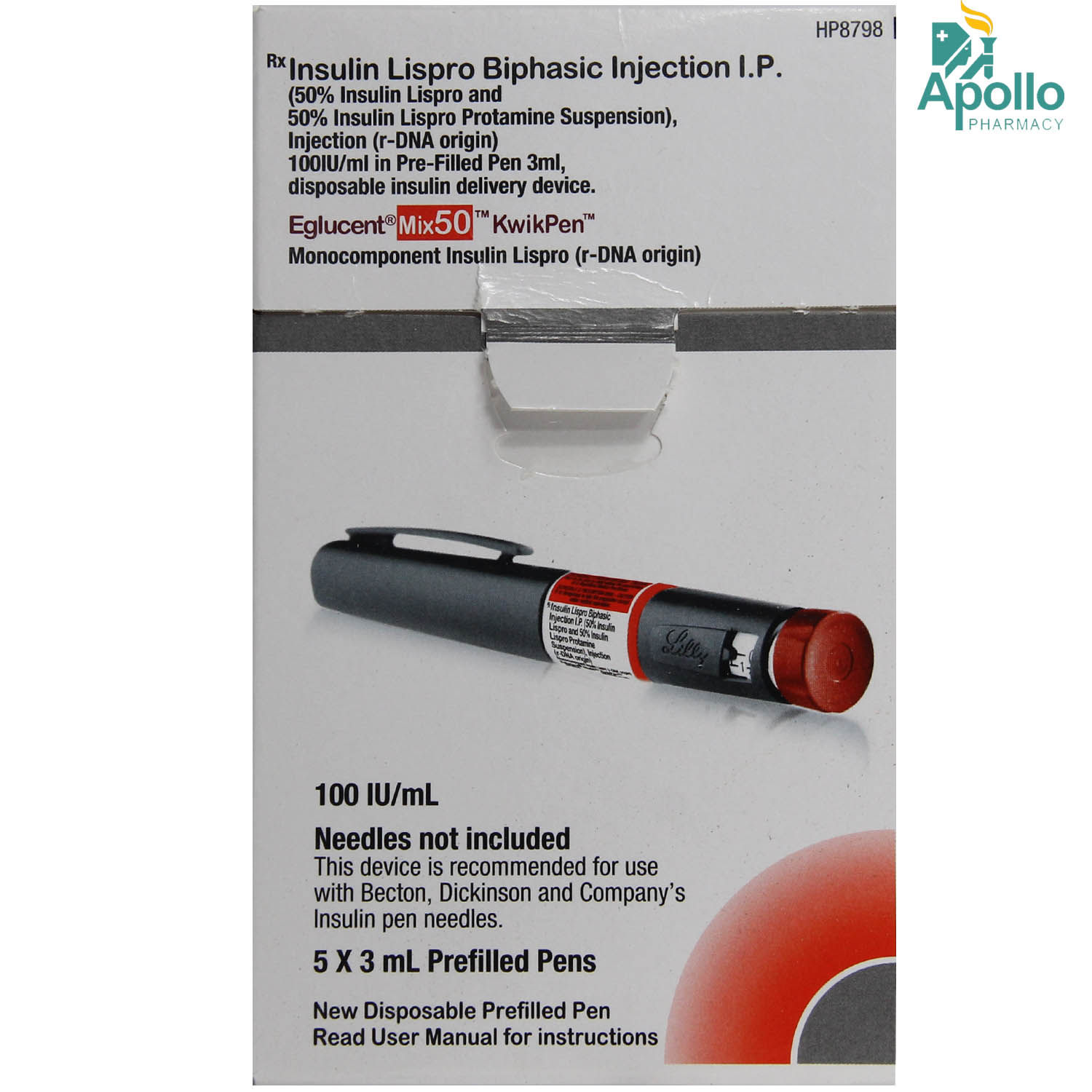 Buy Eglucent Mix50 Kwikpen 100IU/ml Injection Online