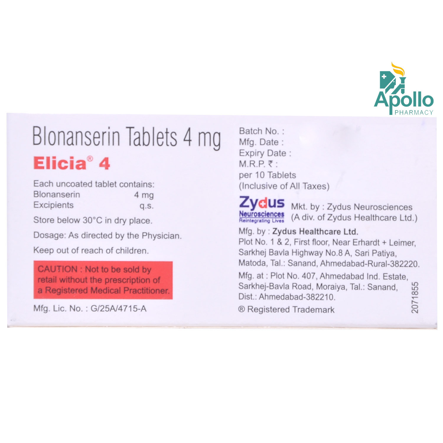 Elicia 4 Tablet 10's, Pack of 10 TABLETS Elicia 4 Tablet 10's, Pack of 10 TABLETS