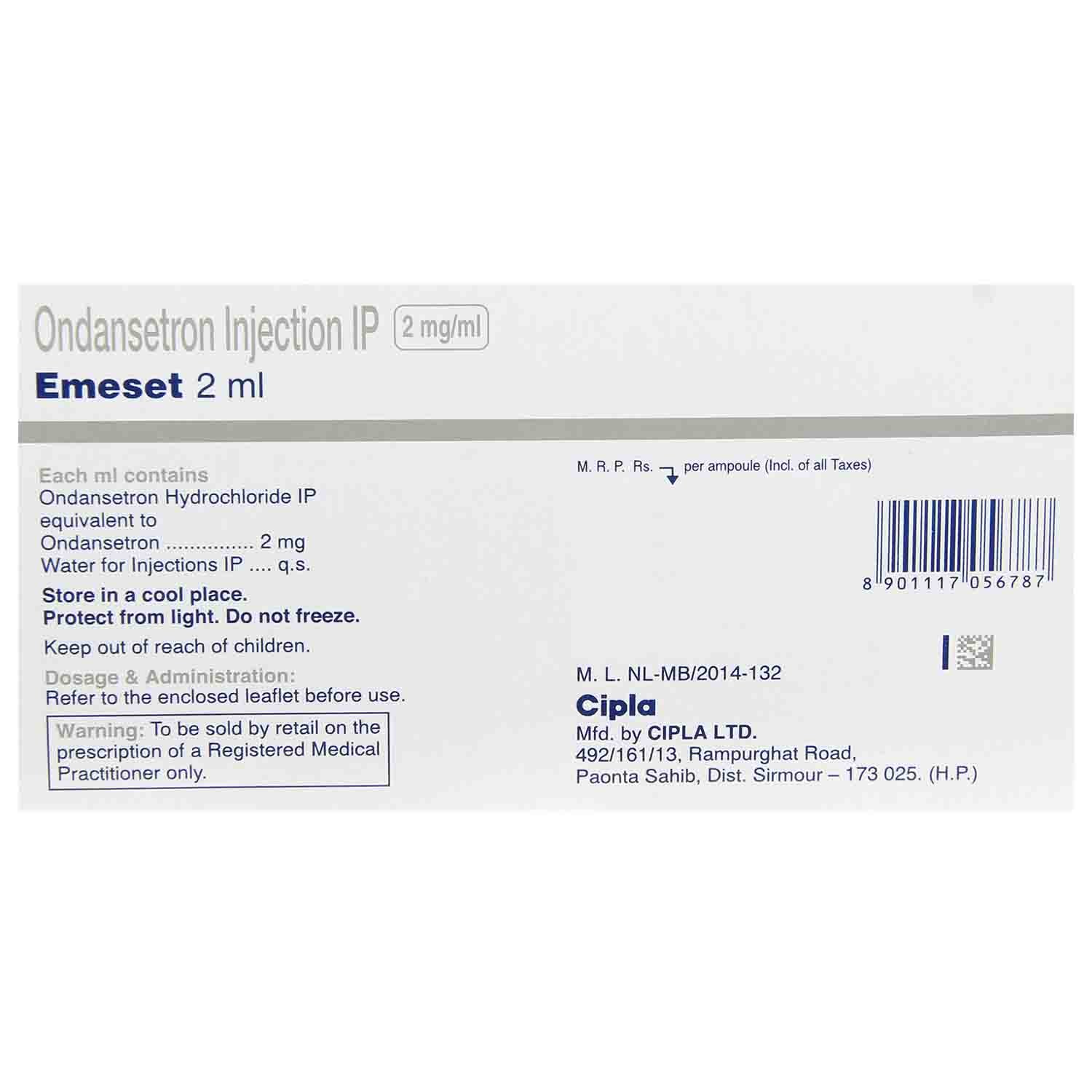 Emeset 2 Injection 2 ml, Pack of 1 INJECTION Emeset 2 Injection 2 ml, Pack of 1 INJECTION