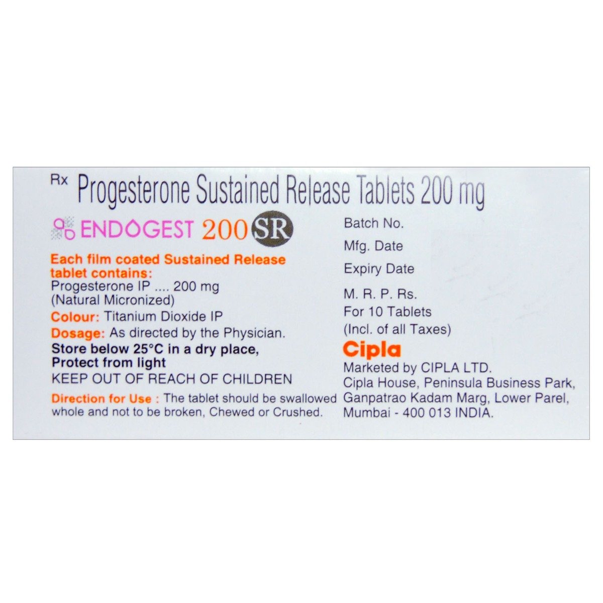 Endogest 200 SR Tablet 10's, Pack of 10 TABLETS Endogest 200 SR Tablet 10's, Pack of 10 TABLETS