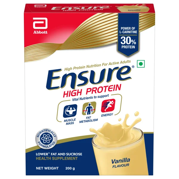 Ensure High Protein Vanilla Flavour Powder for Adults, 200 gm, Pack of 1