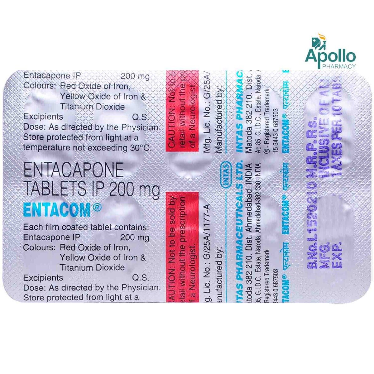 Entacom Tablet 10's, Pack of 10 TABLETS Entacom Tablet 10's, Pack of 10 TABLETS