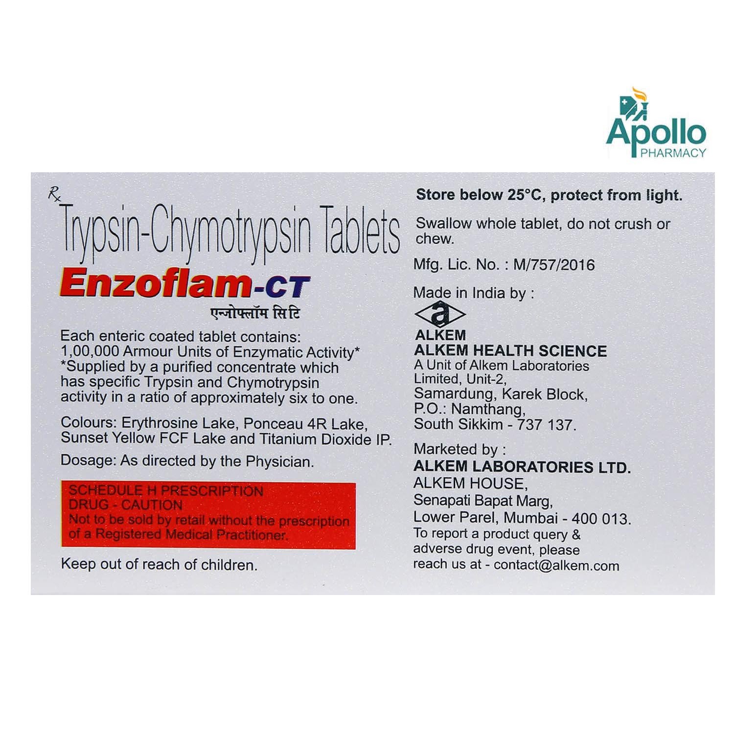 Enzoflam-CT Tablet 15's, Pack of 15 TABLETS Enzoflam-CT Tablet 15's, Pack of 15 TABLETS