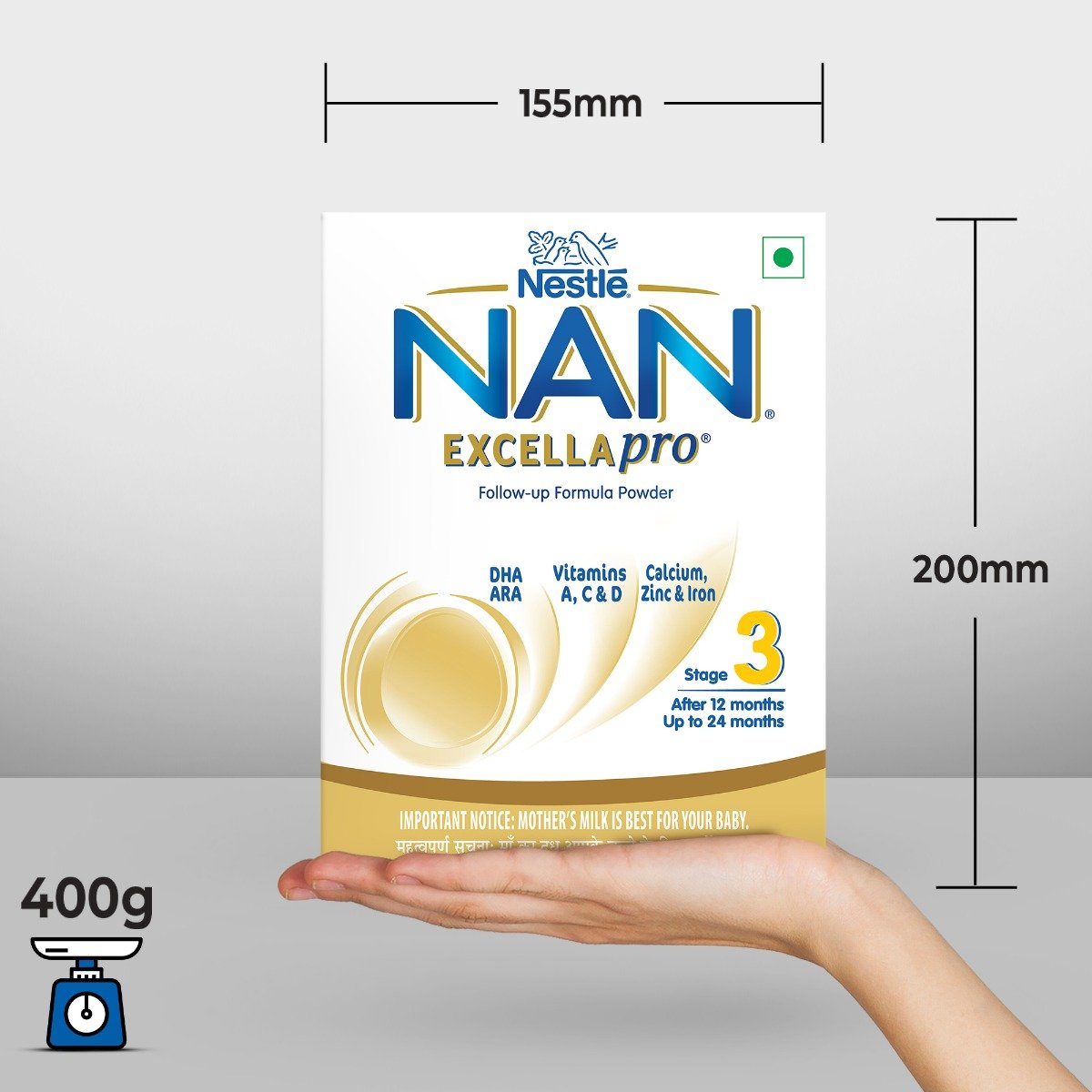 Nestle Nan Excellapro Follow-Up Formula Stage 3 (After 12 Months) Powder, 400 gm Refill Pack, Pack of 1 Nestle Nan Excellapro Follow-Up Formula Stage 3 (After 12 Months) Powder, 400 gm Refill Pack, Pack of 1