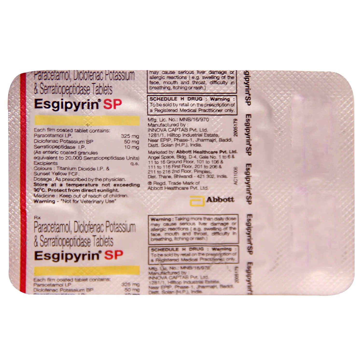 Esgipyrin SP Tablet 10's, Pack of 10 TABLETS Esgipyrin SP Tablet 10's, Pack of 10 TABLETS