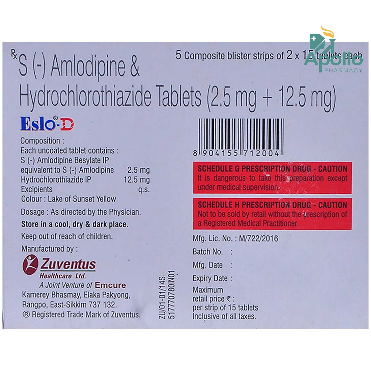 Eslo-D Tablet 15's, Pack of 15 TabletS Eslo-D Tablet 15's, Pack of 15 TabletS