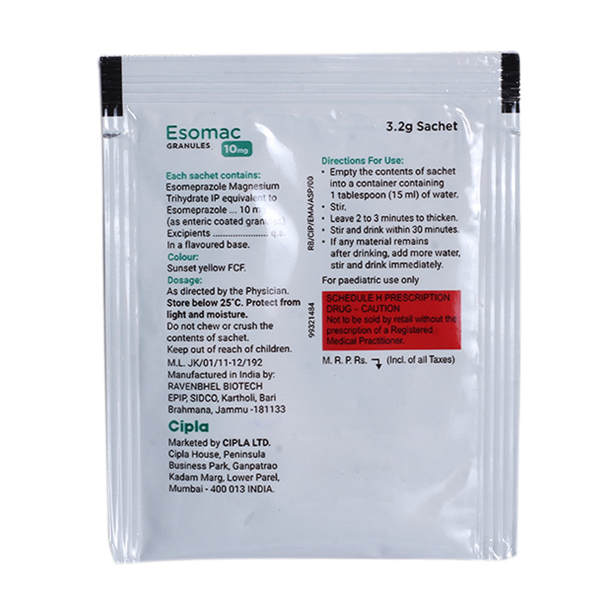 Esomac 10 Garnules 3.2 gm, Pack of 1 GRANULES Esomac 10 Garnules 3.2 gm, Pack of 1 GRANULES