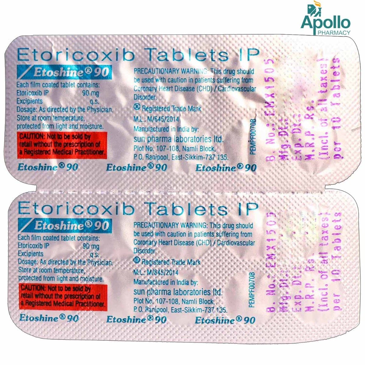 Etoshine 90 Tablet 10's, Pack of 10 TABLETS Etoshine 90 Tablet 10's, Pack of 10 TABLETS