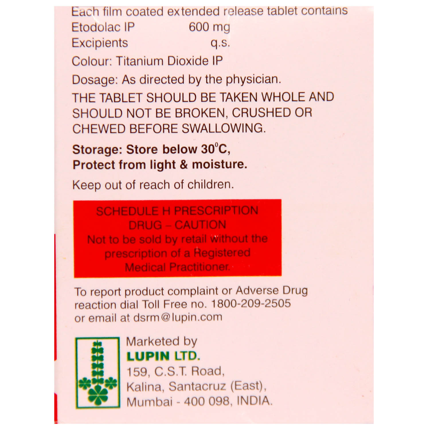 Etofree 600 ER Tablet 10's, Pack of 10 TABLETS Etofree 600 ER Tablet 10's, Pack of 10 TABLETS