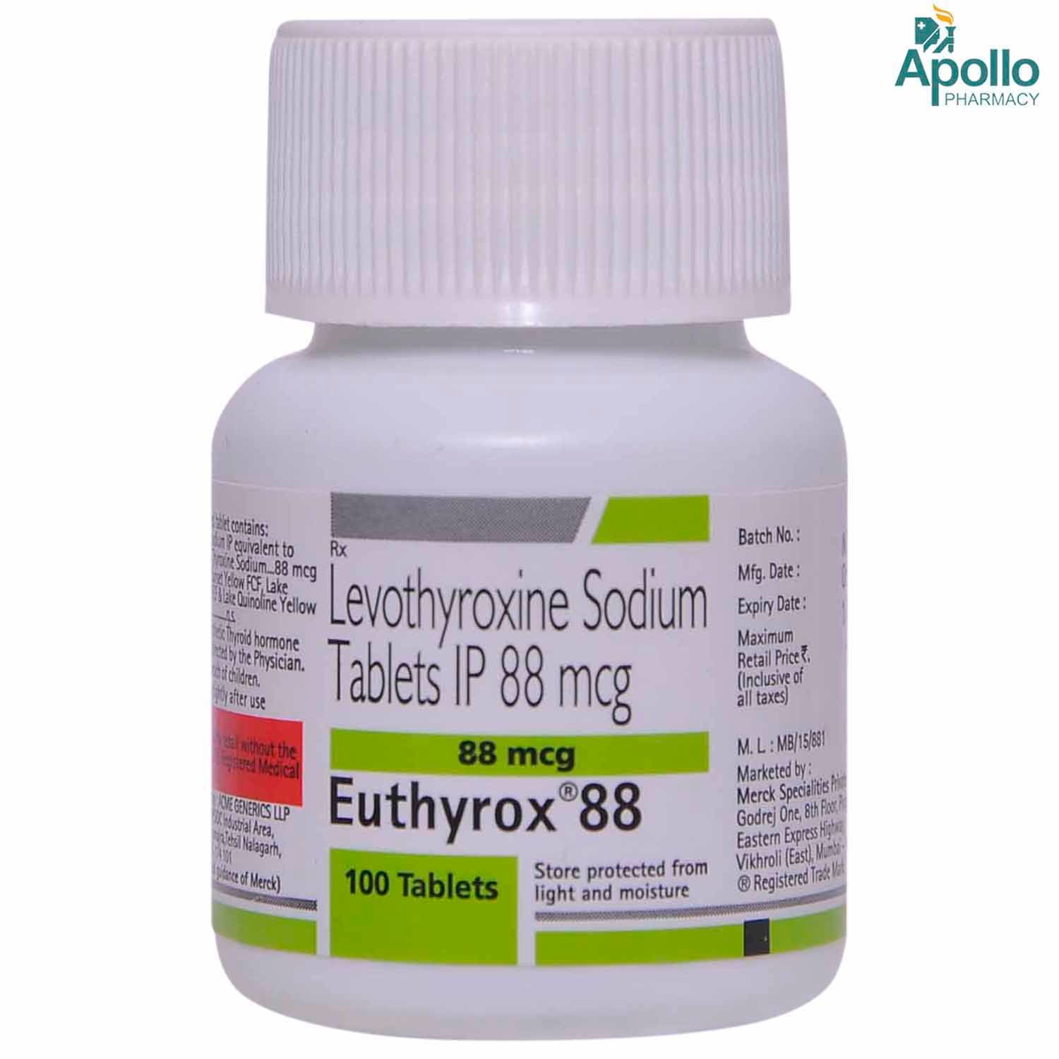 Buy Euthyrox 88 Tablet 100's Online