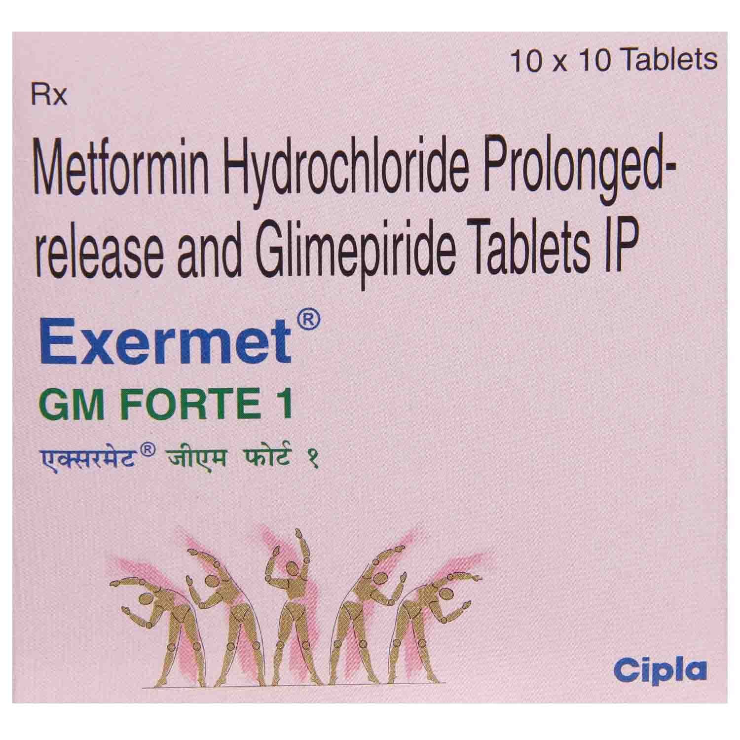 Exermet GM Forte 1 Tablet 10's, Pack of 10 TabletS Exermet GM Forte 1 Tablet 10's, Pack of 10 TabletS