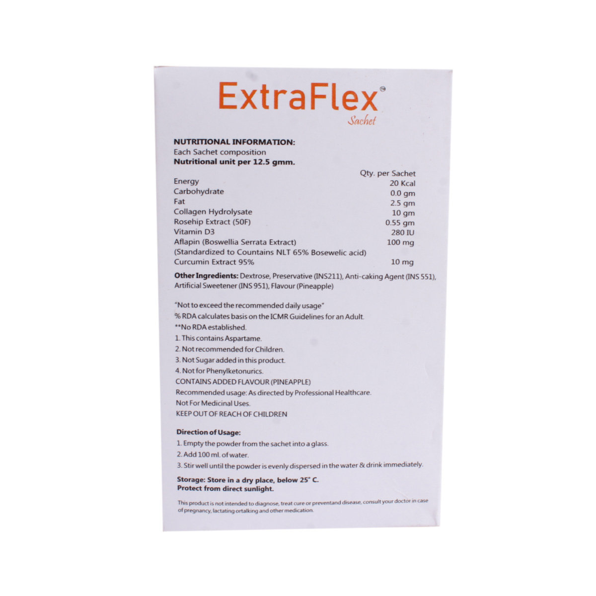 Extra Flex Sugar Free Pineapple Sachet 12.5 gm, Pack of 1 Extra Flex Sugar Free Pineapple Sachet 12.5 gm, Pack of 1