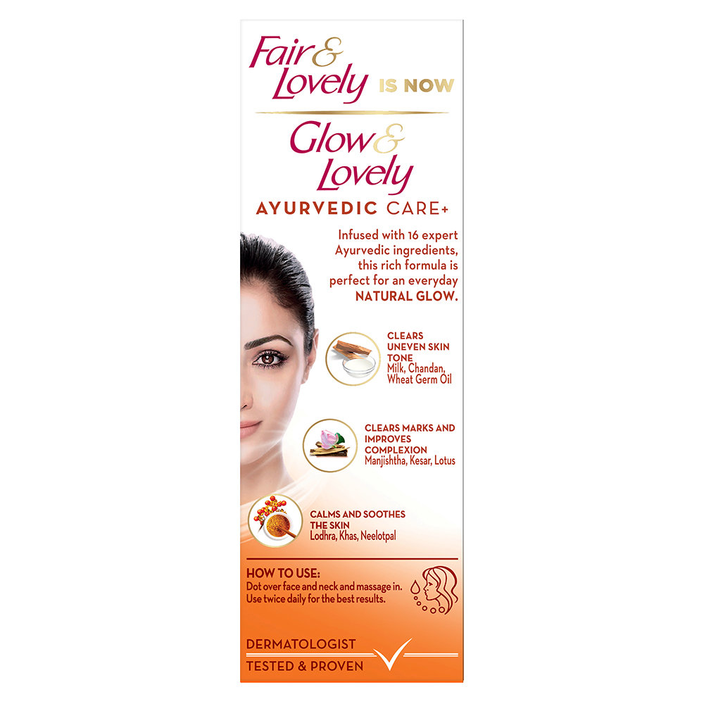 Glow & Lovely Ayurvedic Care+ Face Cream 50 gm | For Natural Glow | Clears Marks & Uneven Skin Tone | Improves Complexion, Pack of 1 Glow & Lovely Ayurvedic Care+ Face Cream 50 gm | For Natural Glow | Clears Marks & Uneven Skin Tone | Improves Complexion, Pack of 1