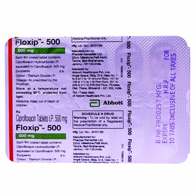 Floxip 500 mg Tablet 10's, Pack of 10 TabletS