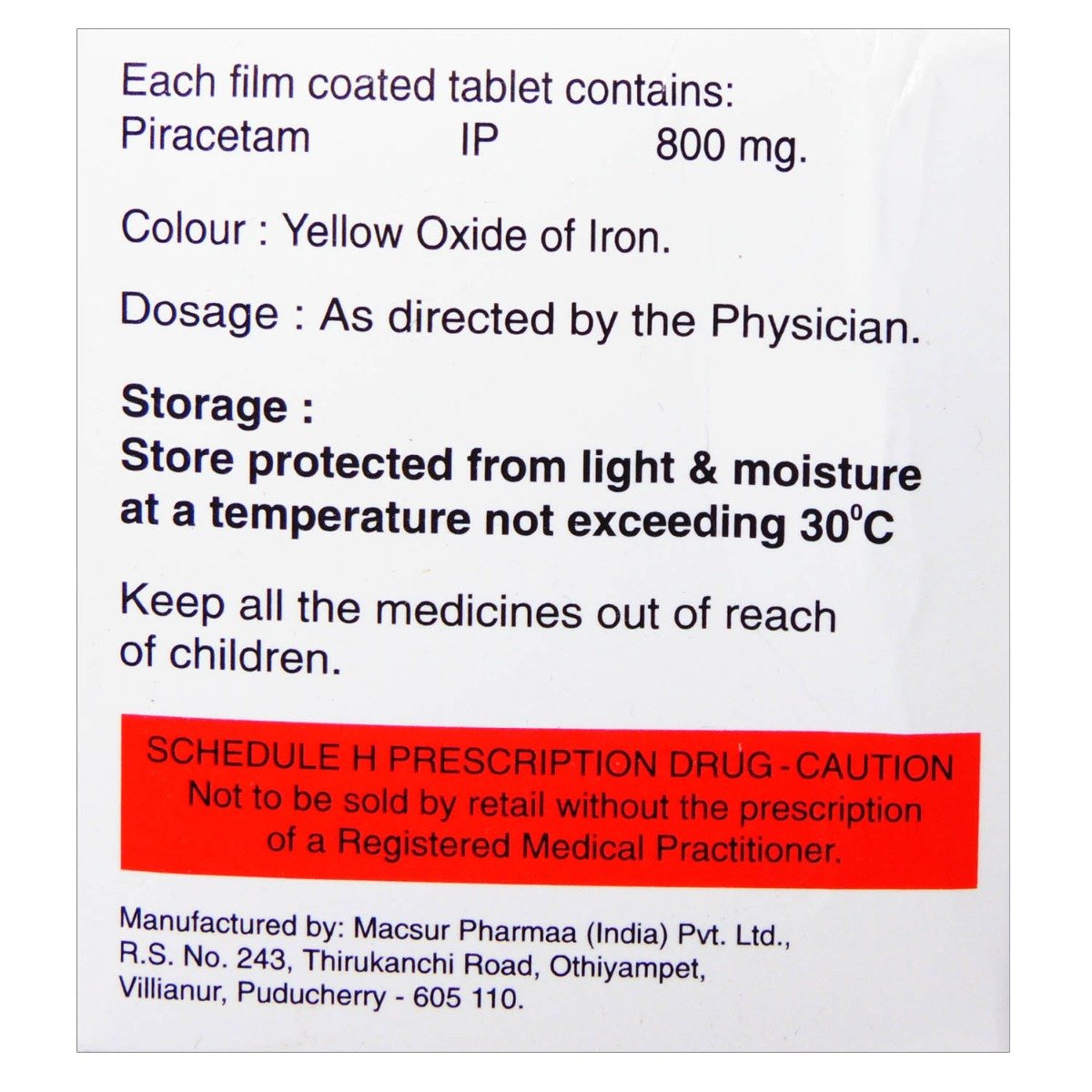 Flocetam 800 mg Tablet 10's, Pack of 10 TabletS Flocetam 800 mg Tablet 10's, Pack of 10 TabletS