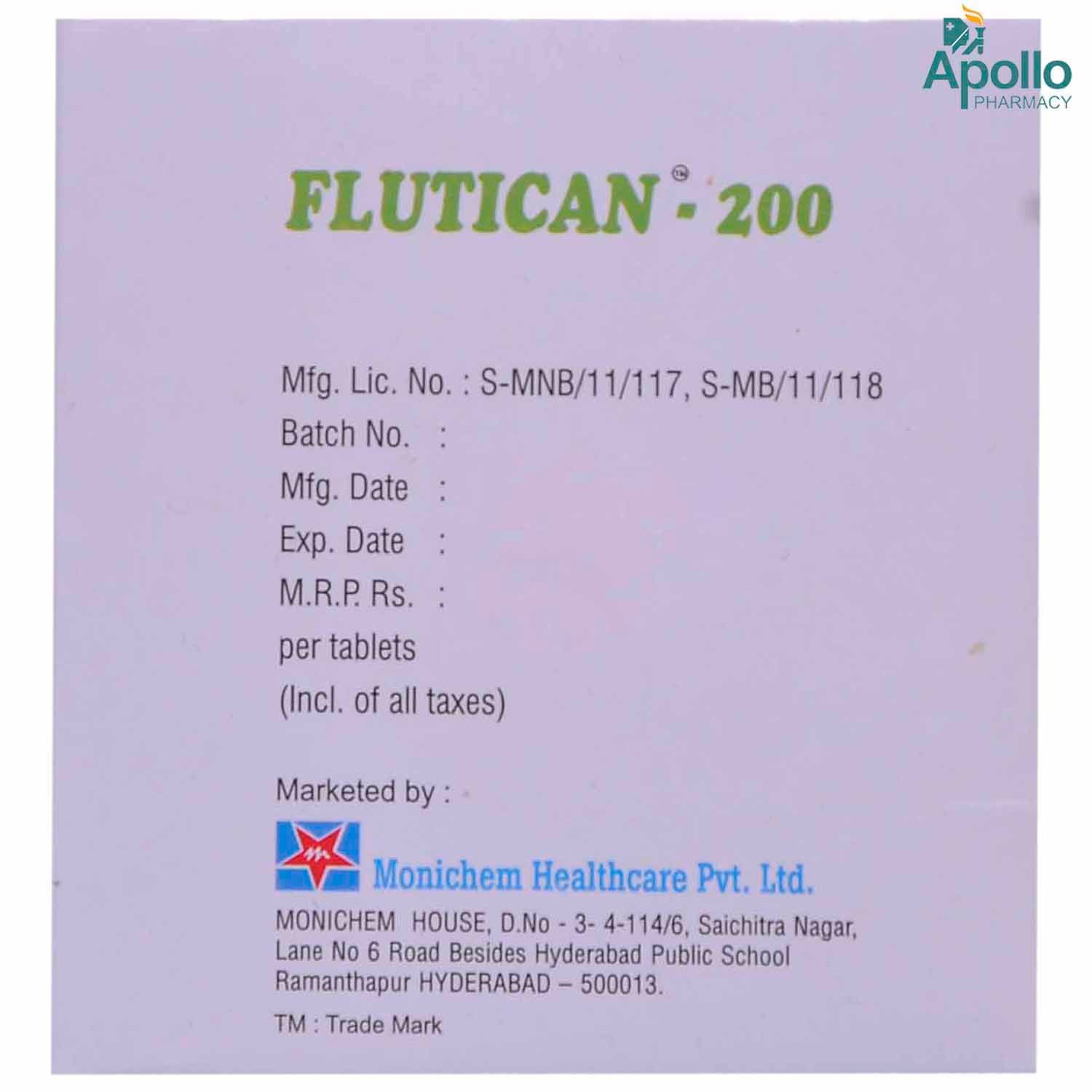 Flutican-200 Tablet 1's, Pack of 1 TABLET Flutican-200 Tablet 1's, Pack of 1 TABLET