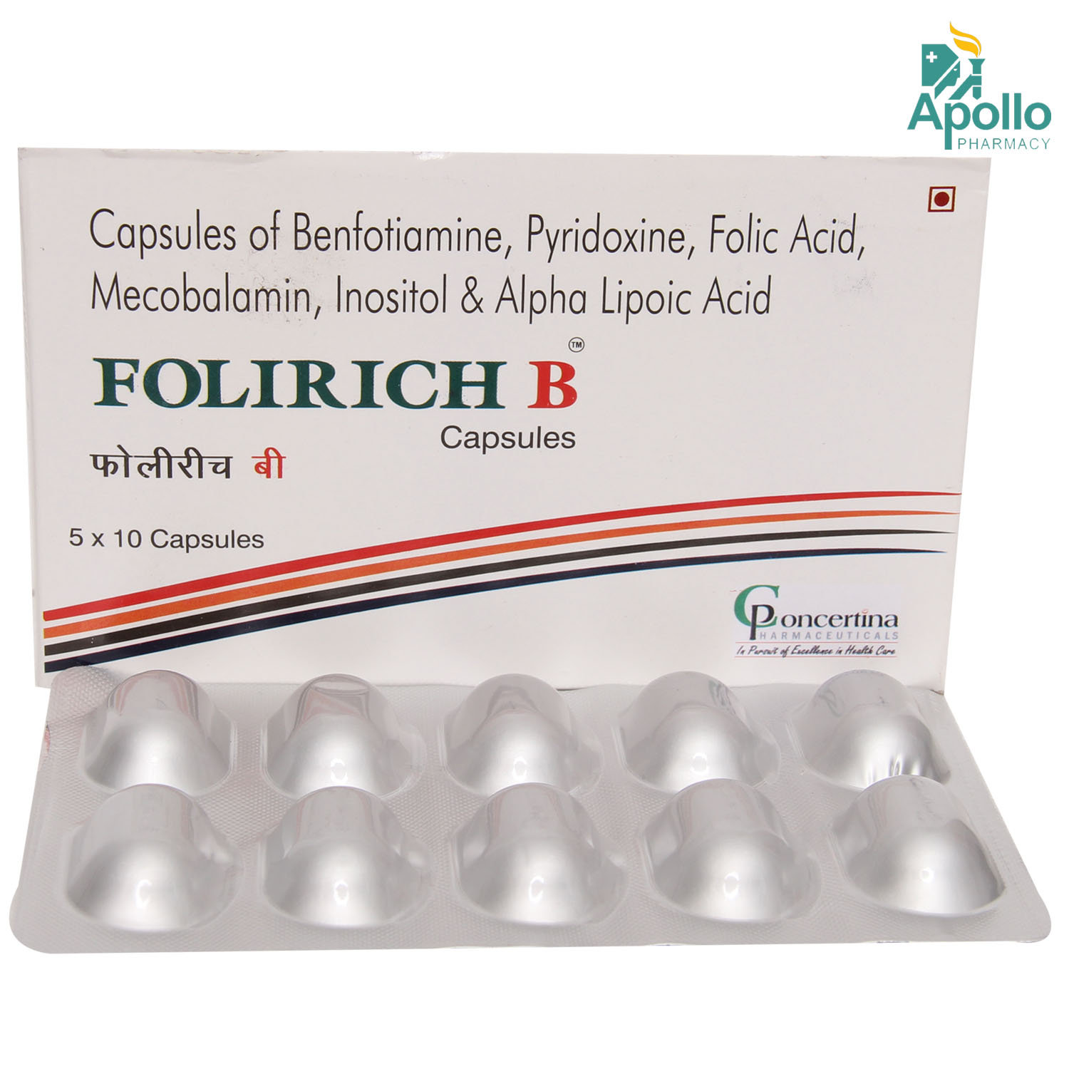 Folirich B Capsule 10's, Pack of 10 CAPSULES Folirich B Capsule 10's, Pack of 10 CAPSULES