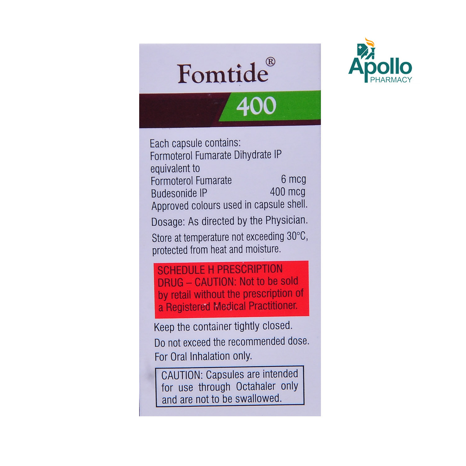 Fomtide 400 Octacaps 30's, Pack of 1 CAPSULE Fomtide 400 Octacaps 30's, Pack of 1 CAPSULE