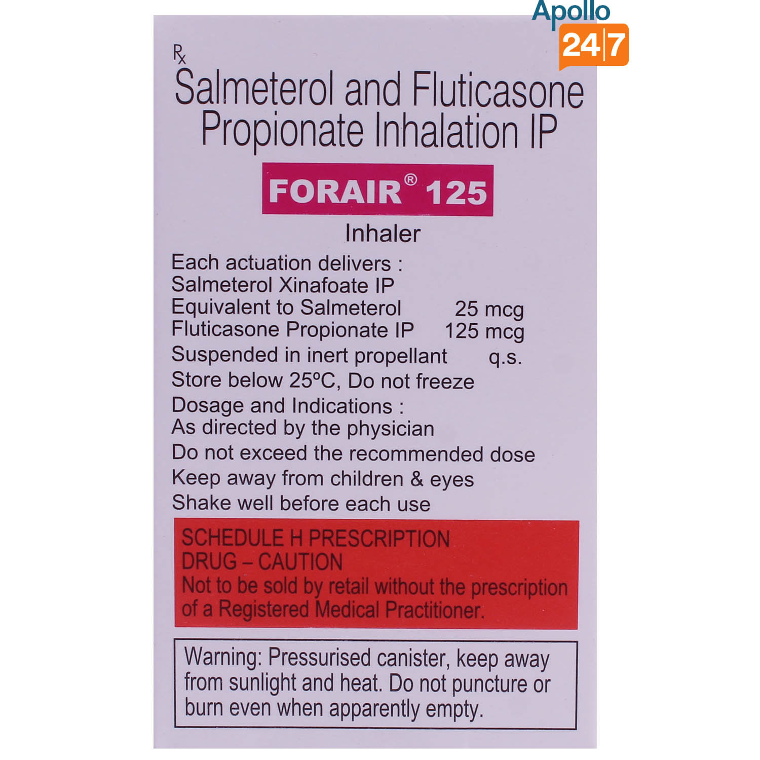 Forair 125 Inhaler 120 mdi, Pack of 1 Inhaler Forair 125 Inhaler 120 mdi, Pack of 1 Inhaler