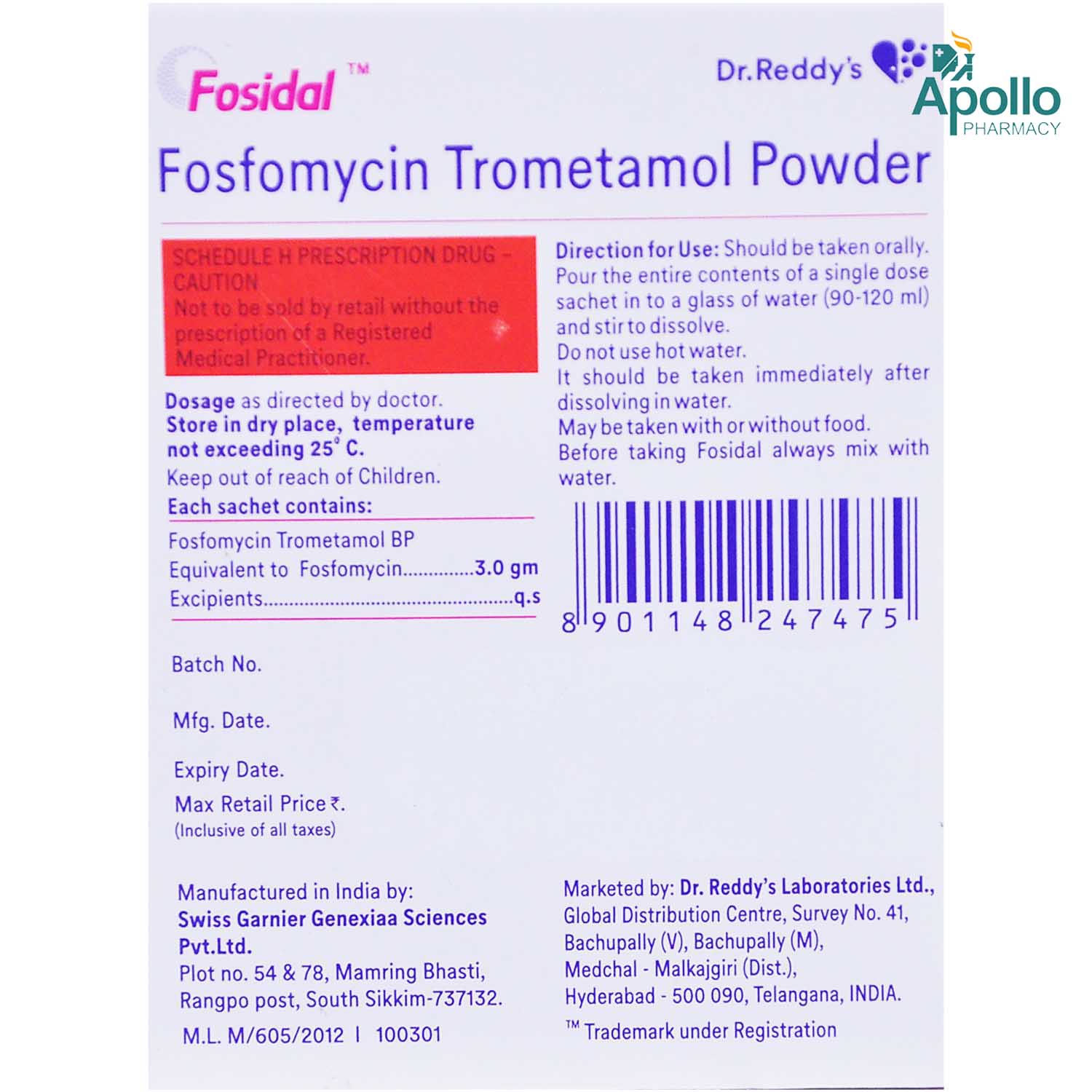Fosidal Powder 8gm, Pack of 1 POWDER Fosidal Powder 8gm, Pack of 1 POWDER