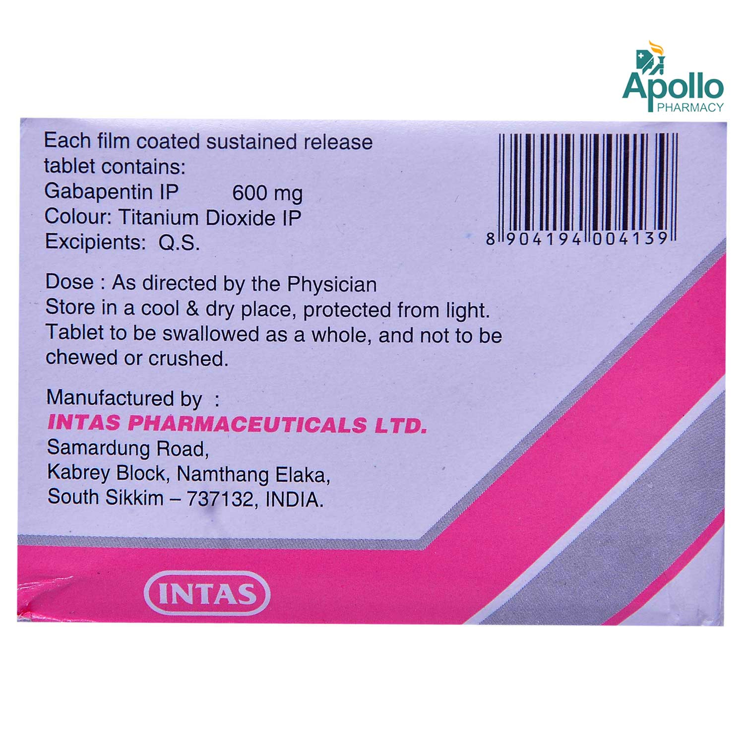 Gabapin SR 600 Tablet 10's, Pack of 10 TABLETS Gabapin SR 600 Tablet 10's, Pack of 10 TABLETS