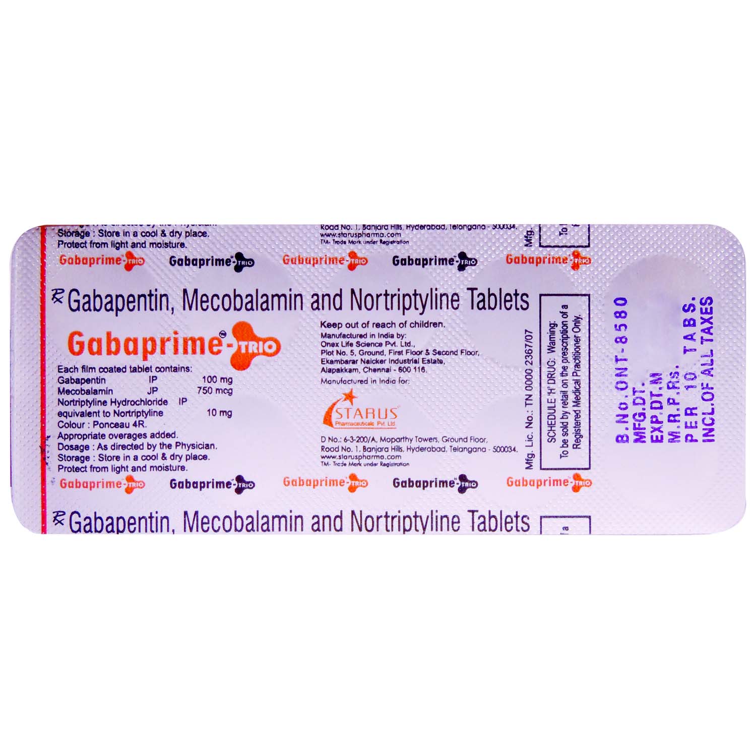Gabaprime-Trio Tablet 10's, Pack of 10 TABLETS Gabaprime-Trio Tablet 10's, Pack of 10 TABLETS
