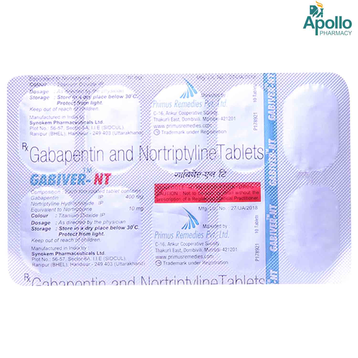 Gabiver-NT Tablet 10's, Pack of 10 TABLETS Gabiver-NT Tablet 10's, Pack of 10 TABLETS