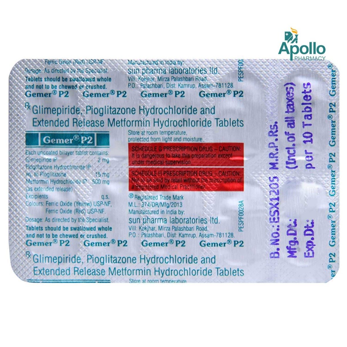 Gemer P2 Tablet 10's, Pack of 10 TABLETS Gemer P2 Tablet 10's, Pack of 10 TABLETS