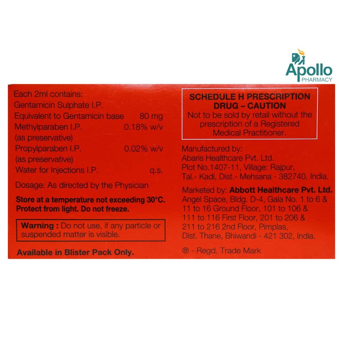 Genticyn 80 mg Injection 2 ml, Pack of 1 Injection Genticyn 80 mg Injection 2 ml, Pack of 1 Injection