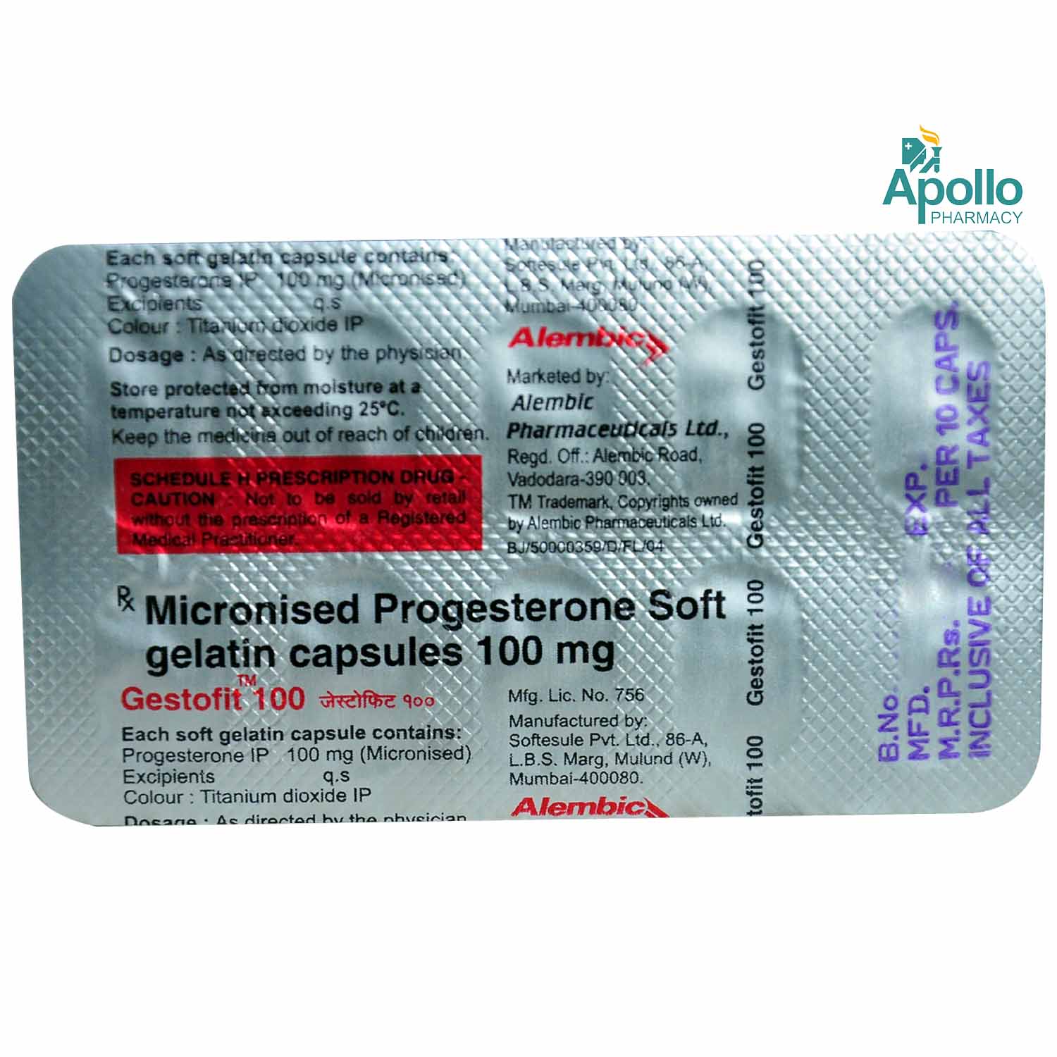 GESTOFIT 100MG CAPSULE, Pack of 10 CAPSULES GESTOFIT 100MG CAPSULE, Pack of 10 CAPSULES