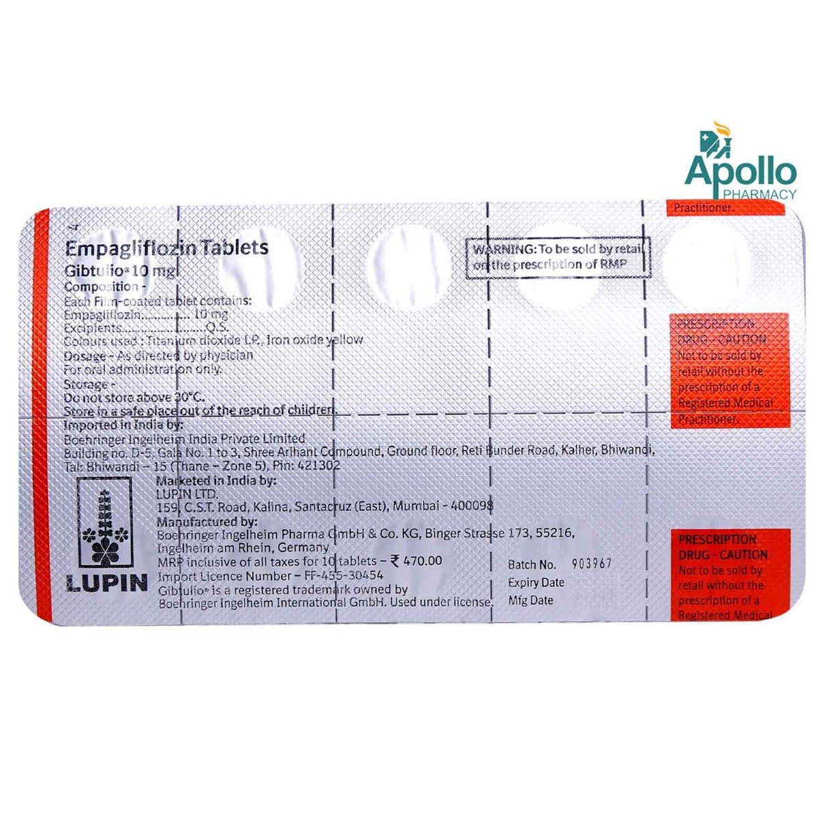 Gibtulio 10 mg Tablet 10's, Pack of 10 TABLETS Gibtulio 10 mg Tablet 10's, Pack of 10 TABLETS