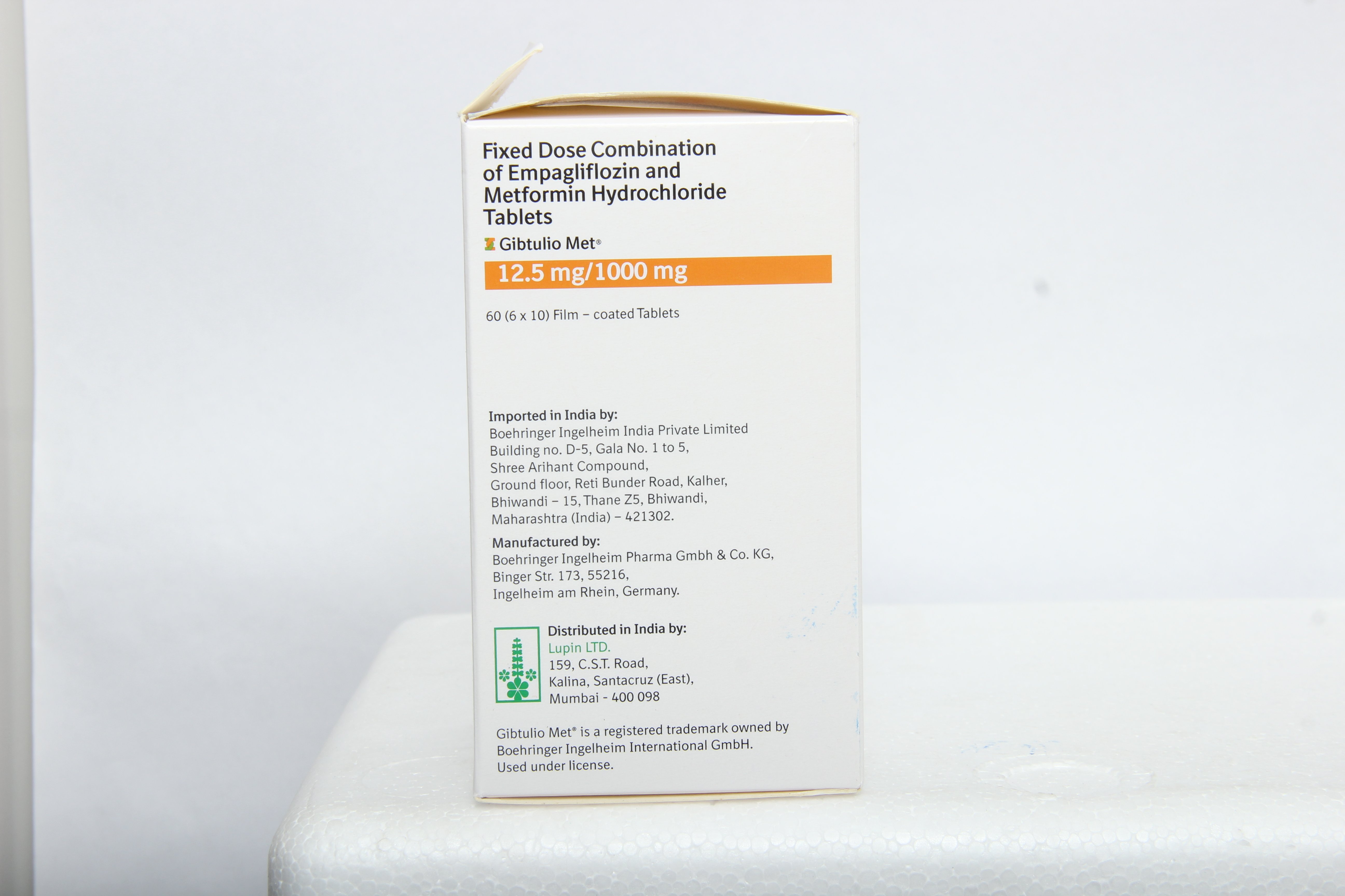 Gibtulio Met 12.5/1000 Tablet 10's, Pack of 10 TABLETS Gibtulio Met 12.5/1000 Tablet 10's, Pack of 10 TABLETS