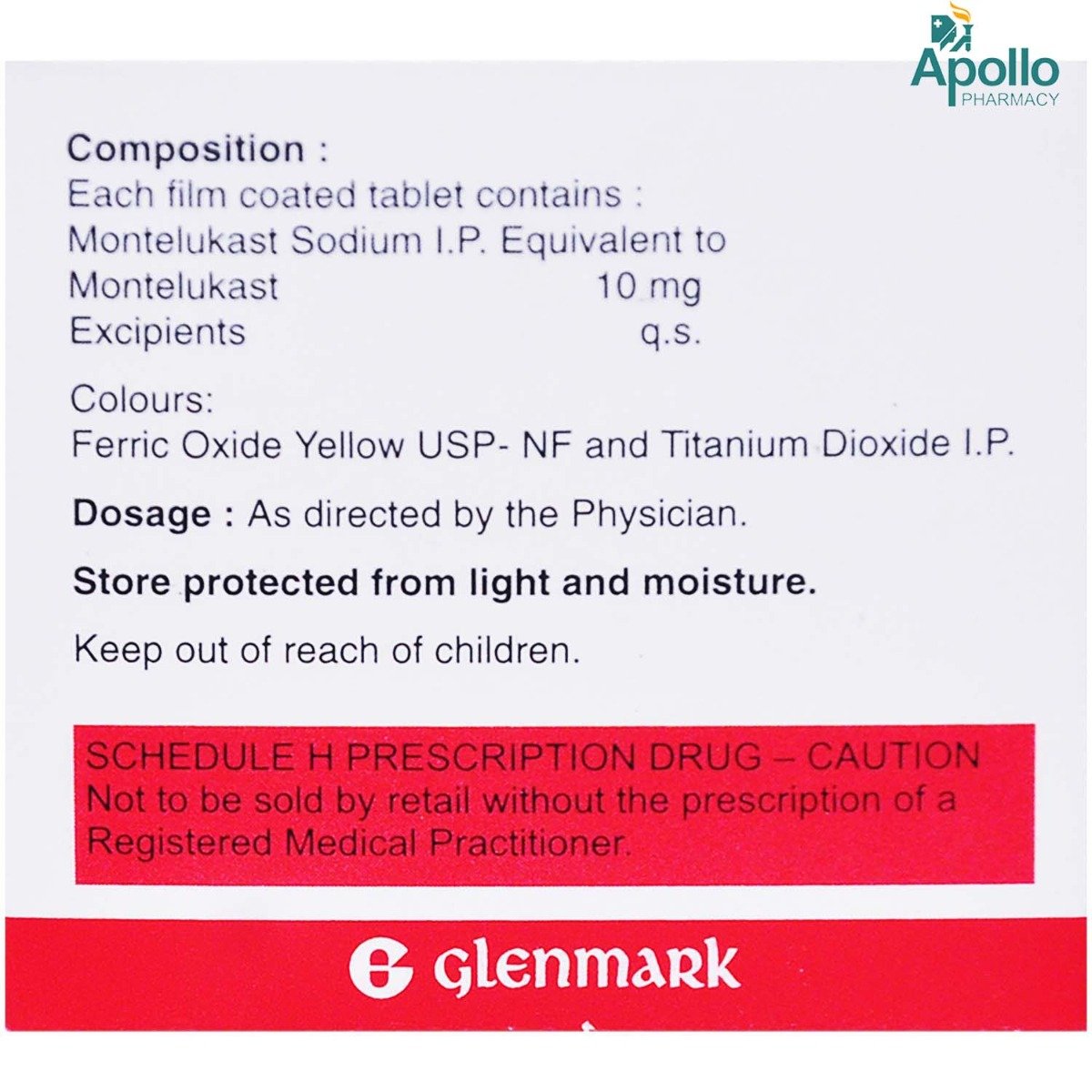 Glemont 10mg Tablet 10's, Pack of 10 TABLETS Glemont 10mg Tablet 10's, Pack of 10 TABLETS