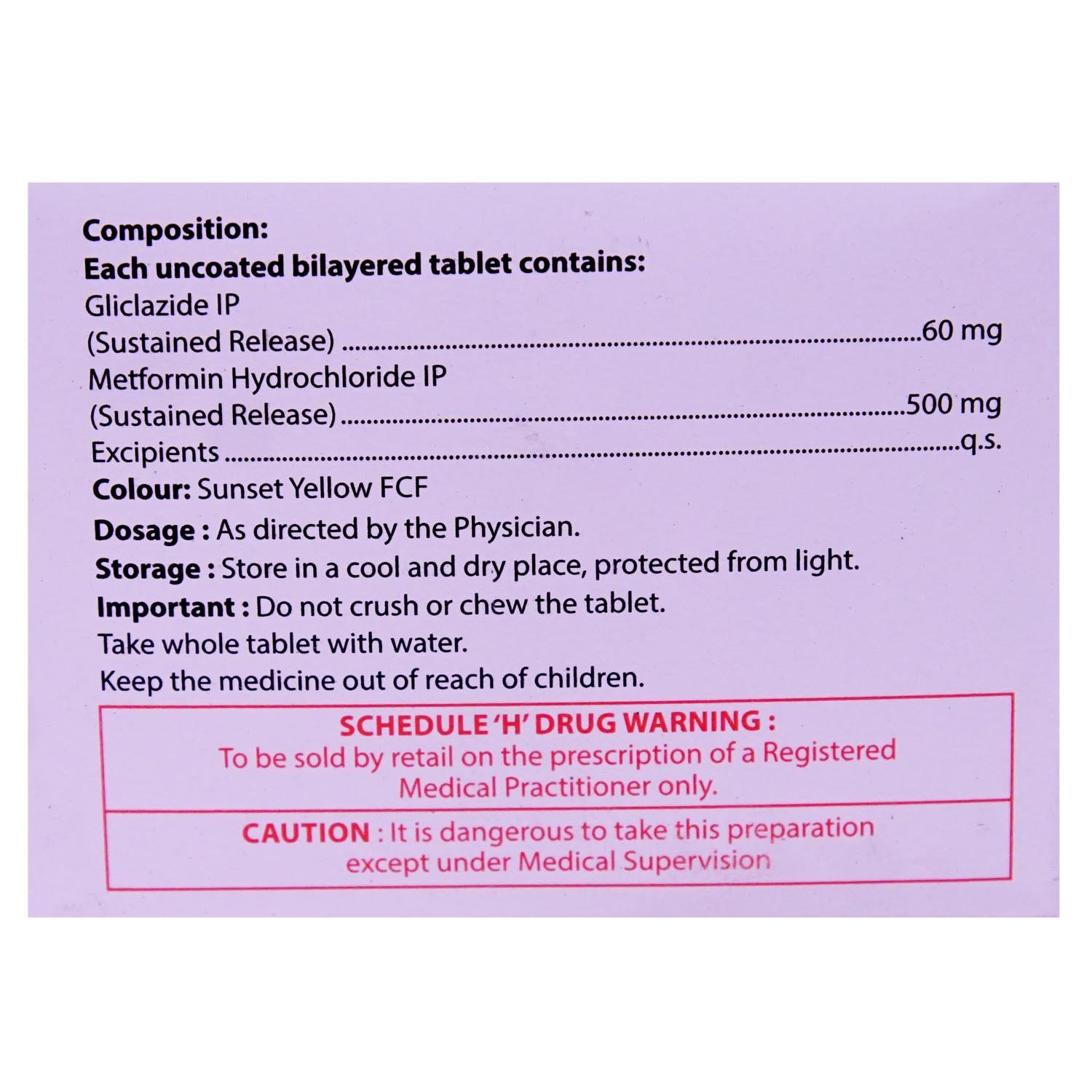 Glizid M OD 60 Tablet 10's, Pack of 10 TABLETS Glizid M OD 60 Tablet 10's, Pack of 10 TABLETS