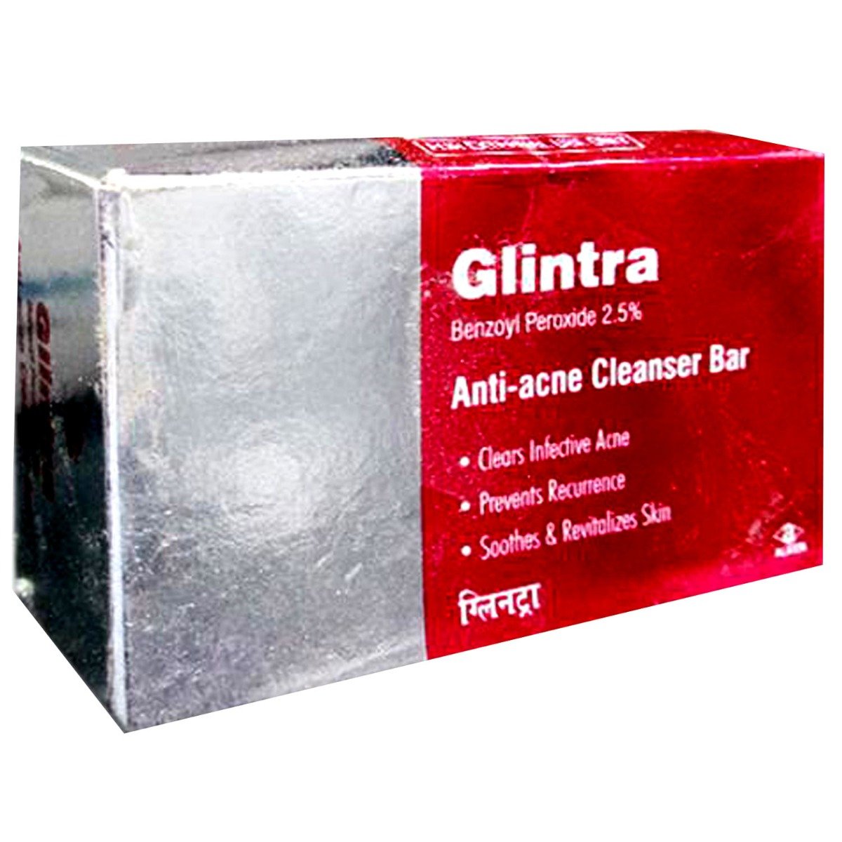 Glintra Soap 75 gm | Benzoyl Peroxide | Clears Acne | Soothes & Revitalizes Skin, Pack of 1 Glintra Soap 75 gm | Benzoyl Peroxide | Clears Acne | Soothes & Revitalizes Skin, Pack of 1
