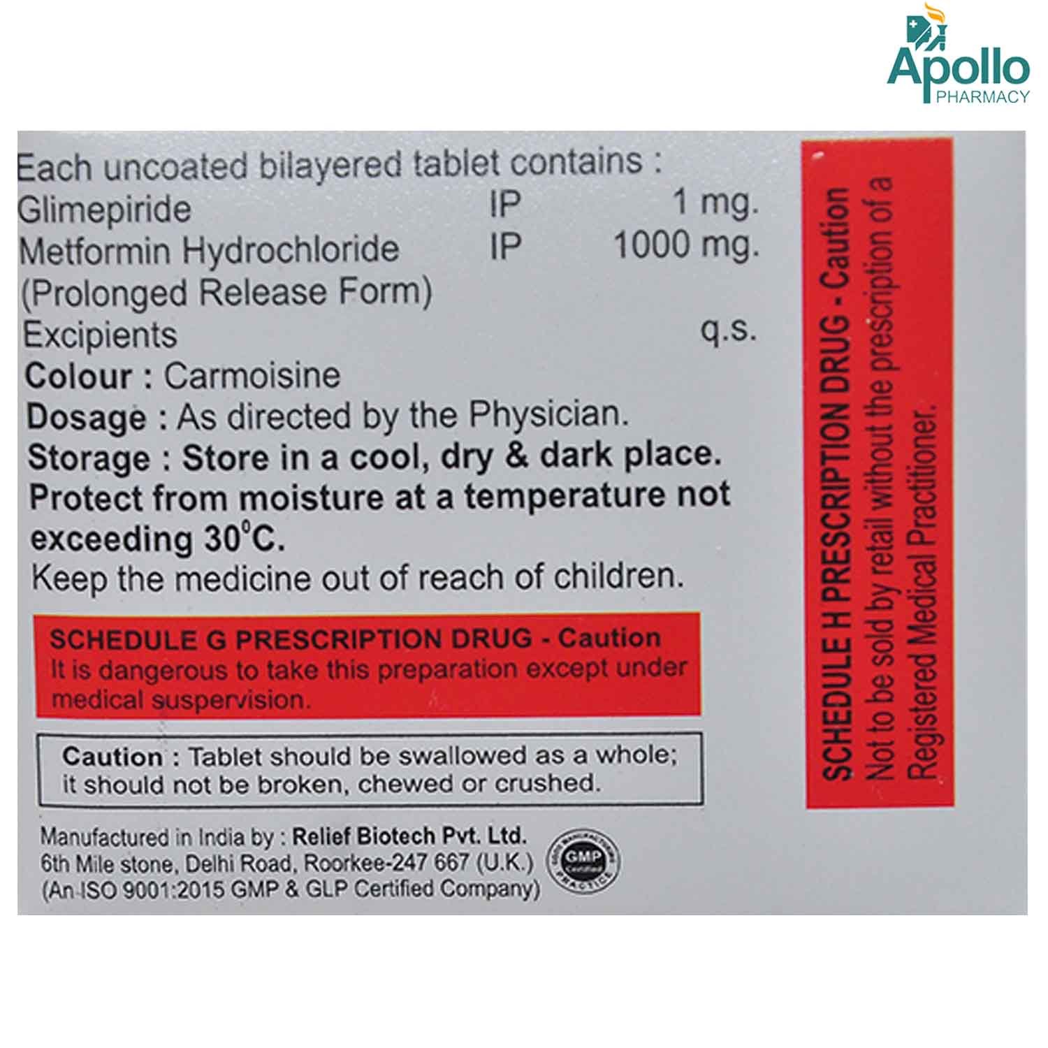 Glimfirst M1 Forte Tablet 10's, Pack of 10 TABLETS Glimfirst M1 Forte Tablet 10's, Pack of 10 TABLETS