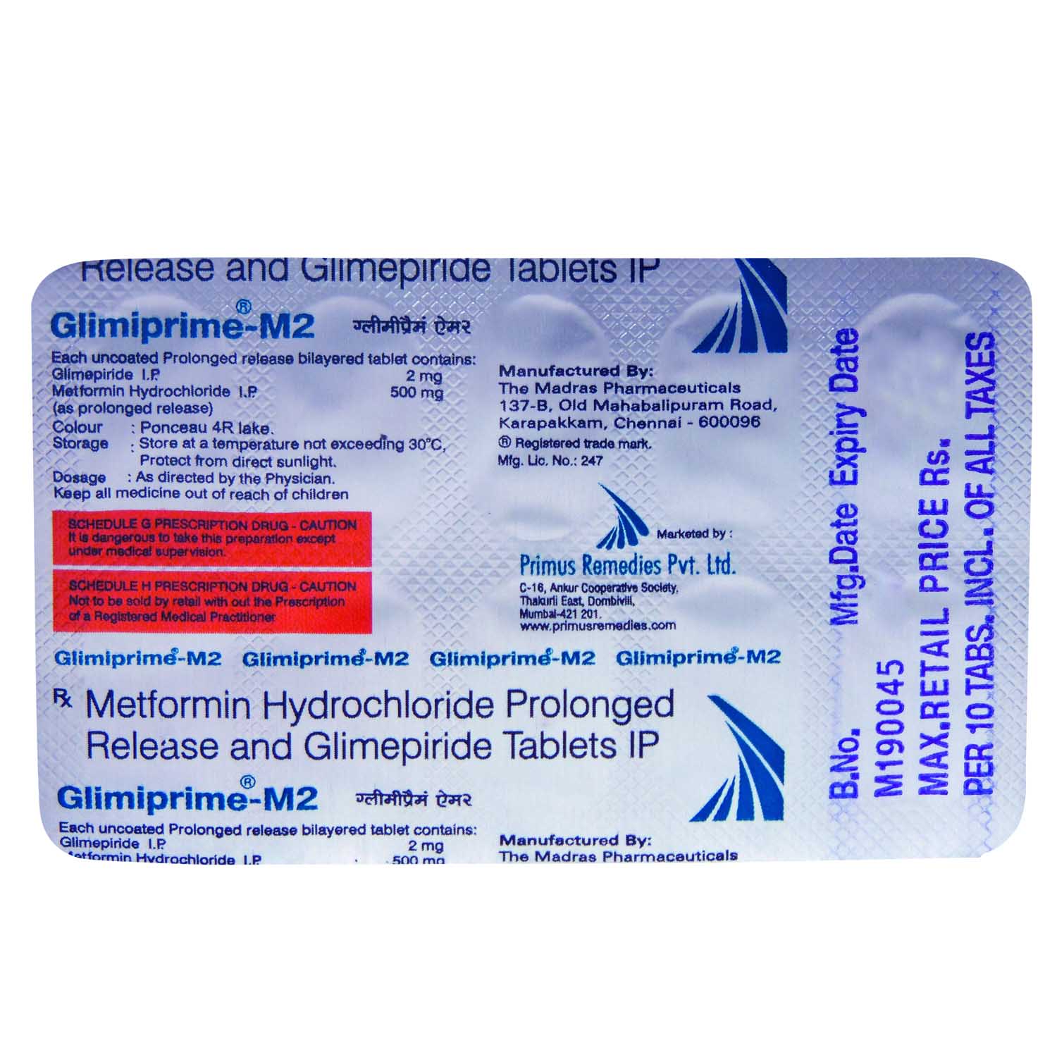 Glimiprime-M 2 Tablet 10's, Pack of 10 TABLETS Glimiprime-M 2 Tablet 10's, Pack of 10 TABLETS