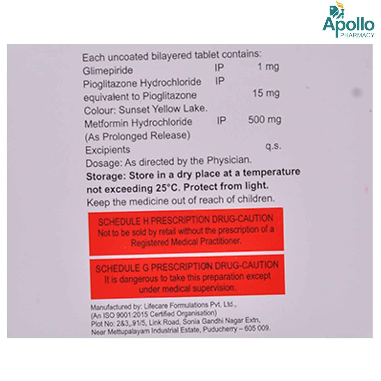 Glimiprime-MP 1 Tablet 10's, Pack of 10 TABLETS Glimiprime-MP 1 Tablet 10's, Pack of 10 TABLETS