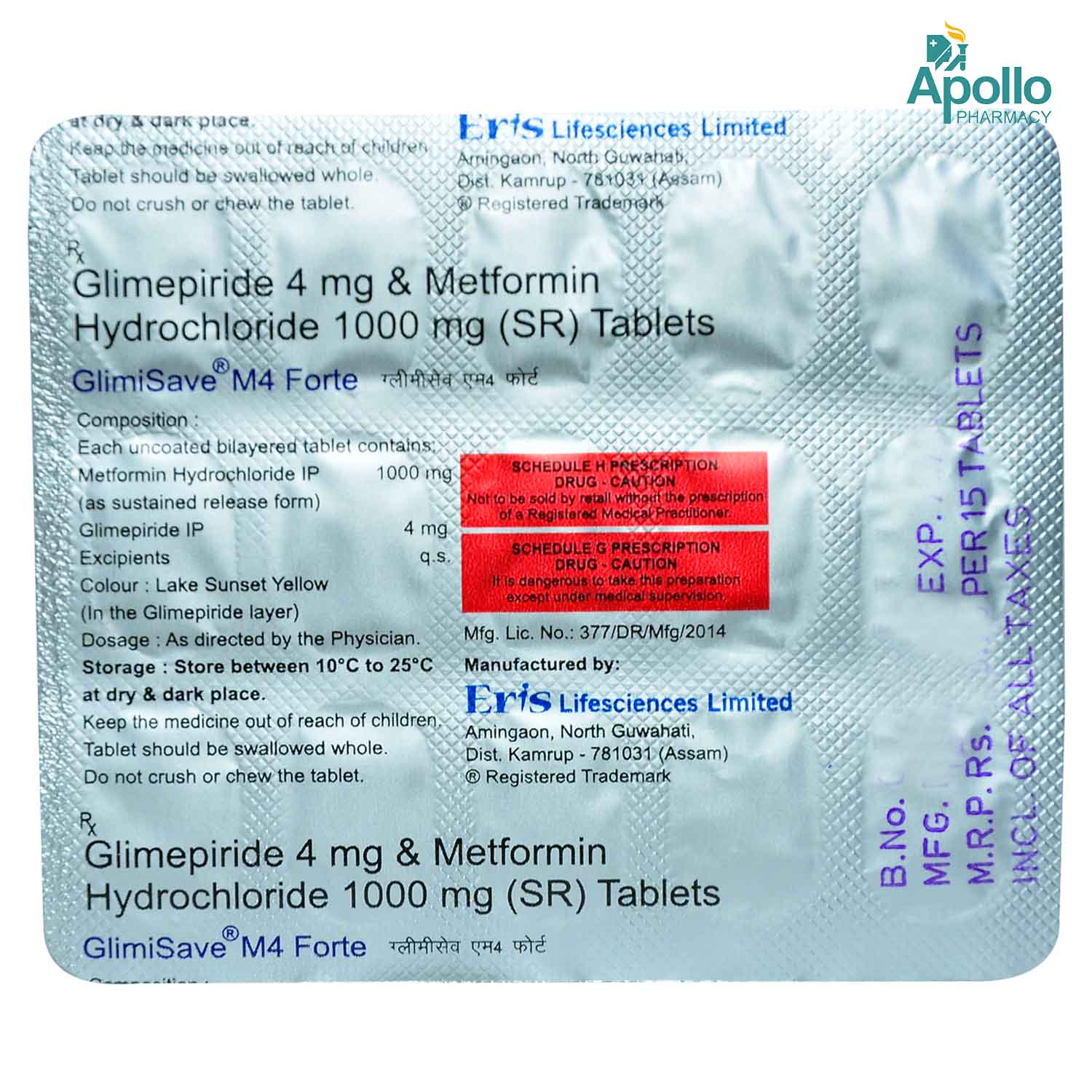 Glimisave M 4 Forte Tablet 15's, Pack of 15 TabletS Glimisave M 4 Forte Tablet 15's, Pack of 15 TabletS